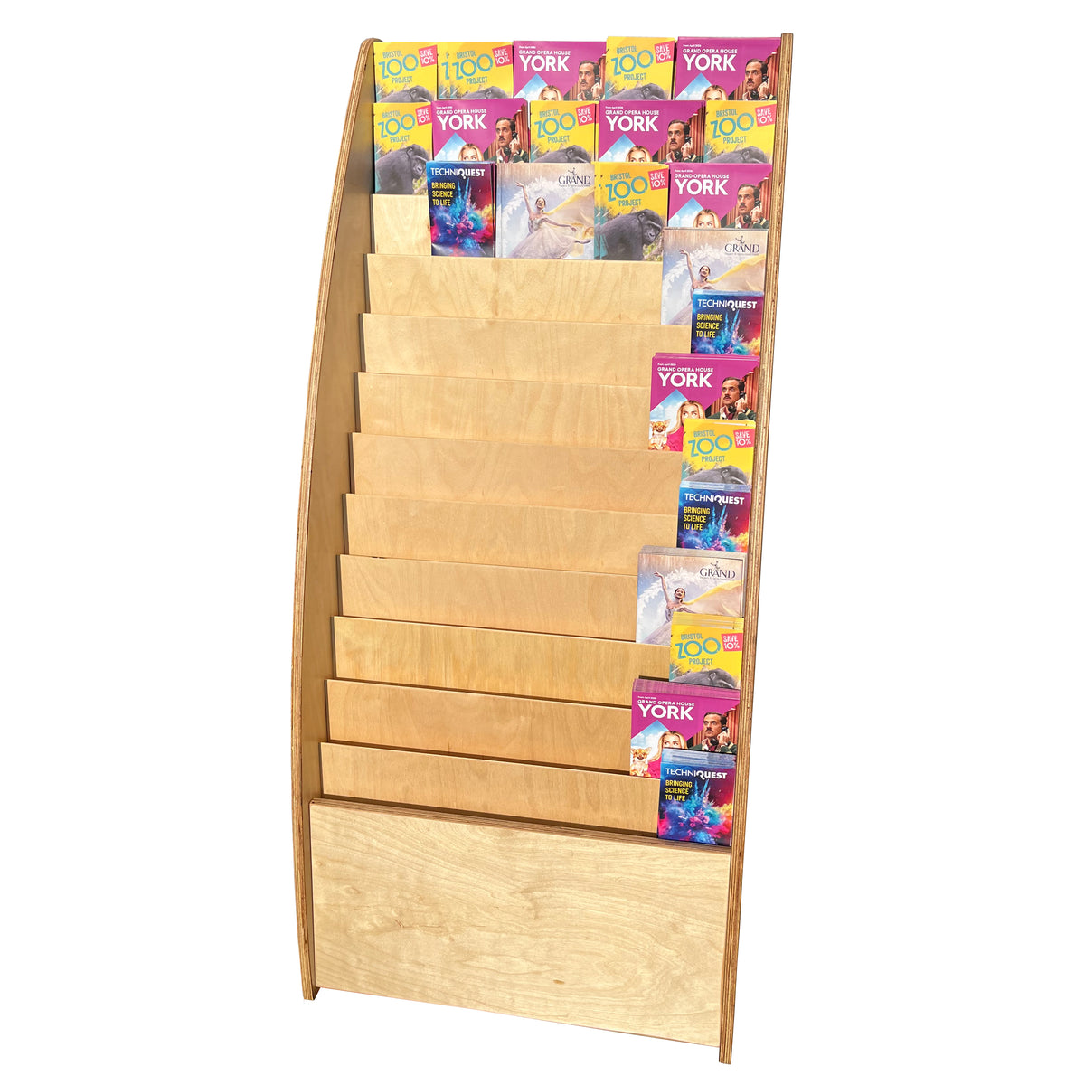 Wooden Floor Leaflet Holder | 12 Tier | Birch Plywood | Fully Assembled | Tidystands