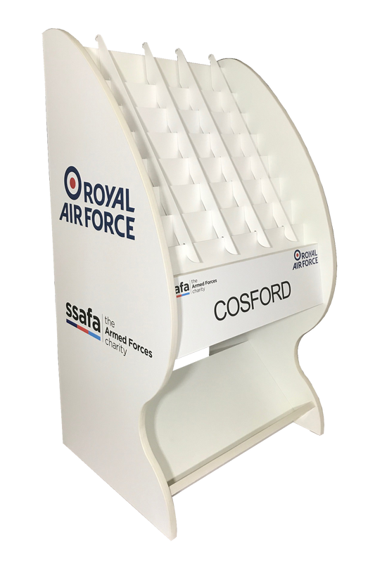 branded brochures floor dispenser, bespoke literature floor standing display, custom floor leaflet holder